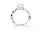 White gold Asscher Solitaire Twisted Pave Diamond Ring with Four-Prong Setting_15