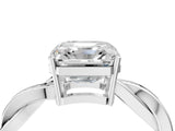 White gold Asscher Solitaire Twisted Pave Diamond Ring with Four-Prong Setting_16