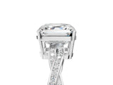 White gold Asscher Solitaire Twisted Pave Diamond Ring with Four-Prong Setting_17