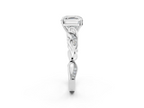White gold Asscher Solitaire Vine Band with Milgrain Prong Setting_5