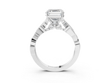 White gold Asscher Solitaire Vine Band with Milgrain Prong Setting_6