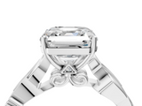 White gold Asscher Solitaire Vine Band with Milgrain Prong Setting_7