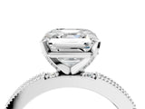 White gold Asscher Solitaire with Pavé Band and Four-Prong Setting_56