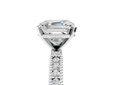 White gold Asscher Solitaire with Pavé Band and Four-Prong Setting_57