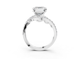 White gold Asscher Solitaire with Pavé Twist Band and Four-Prong Setting_10