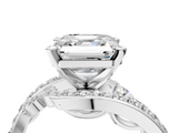 White gold Asscher Solitaire with Pavé Twist Band and Four-Prong Setting_11