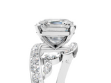 White gold Asscher Solitaire with Pavé Twist Band and Four-Prong Setting_12
