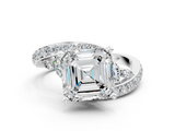 White gold Asscher Solitaire with Pavé Twist Band and Four-Prong Setting_7