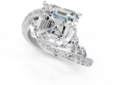 White gold Asscher Solitaire with Pavé Twist Band and Four-Prong Setting_8