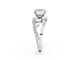 White gold Asscher Solitaire with Pavé Twist Band and Four-Prong Setting_9