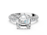White gold Asscher Solitaire with Pave Band and Four-Prong Setting_23