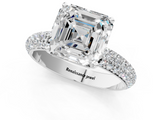White gold Asscher Solitaire with Pave Band and Four-Prong Setting_24