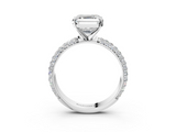 White gold Asscher Solitaire with Pave Band and Four-Prong Setting_26