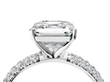 White gold Asscher Solitaire with Pave Band and Four-Prong Setting_27