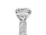 White gold Asscher Solitaire with Pave Band and Four-Prong Setting_28