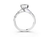 White gold Asscher Solitaire with Side Baguettes and Channel Set Band_10