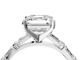 White gold Asscher Solitaire with Side Baguettes and Channel Set Band_11