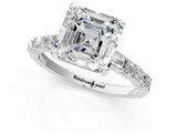 White gold Asscher Solitaire with Side Baguettes and Channel Set Band_8