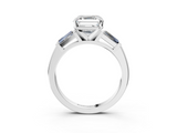 White gold Asscher Solitaire with Tapered Baguette Side Stones on a Classic Band with Four-Prong Setting_10