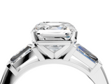 White gold Asscher Solitaire with Tapered Baguette Side Stones on a Classic Band with Four-Prong Setting_11