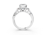 White gold Asscher Three-Stone Diamond Ring with Pavé Split Shank and Four-Prong Setting_32