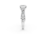White gold Asscher Three-Stone Diamond Ring with Pavé Split Shank and Four-Prong Setting_32