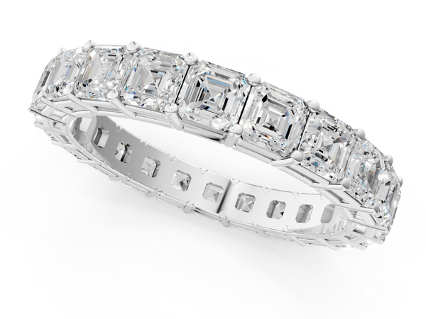 White gold Asscher cut diamond Eternity Band with Shared Prong Setting