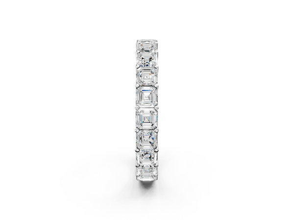 White gold Asscher cut diamond Eternity Band with Shared Prong Setting