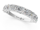 White gold Asscher cut diamond Half Eternity Band with Shared Prong Setting_14