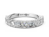 White gold Asscher cut diamond Half Eternity Band with Shared Prong Setting_16