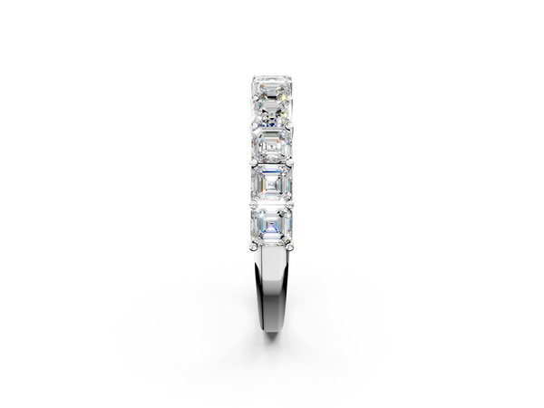 Platinum Asscher cut diamond Half Eternity Band with Shared Prong Setting