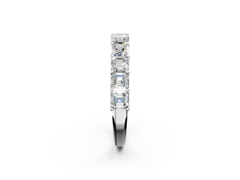 White gold Asscher cut diamond Half Eternity Band with Shared Prong Setting_18