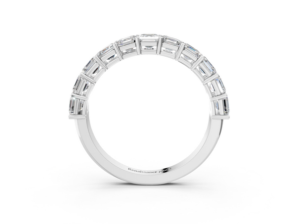 Platinum Asscher cut diamond Half Eternity Band with Shared Prong Setting