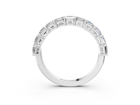 White gold Asscher cut diamond Half Eternity Band with Shared Prong Setting_19