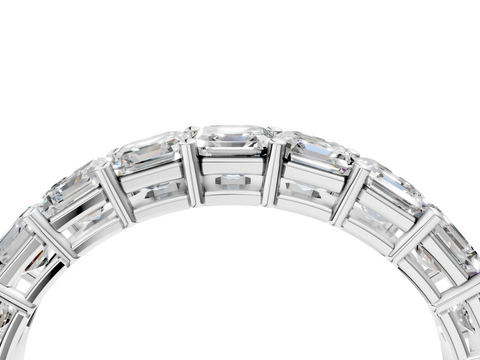 White gold Asscher cut diamond Half Eternity Band with Shared Prong Setting_20