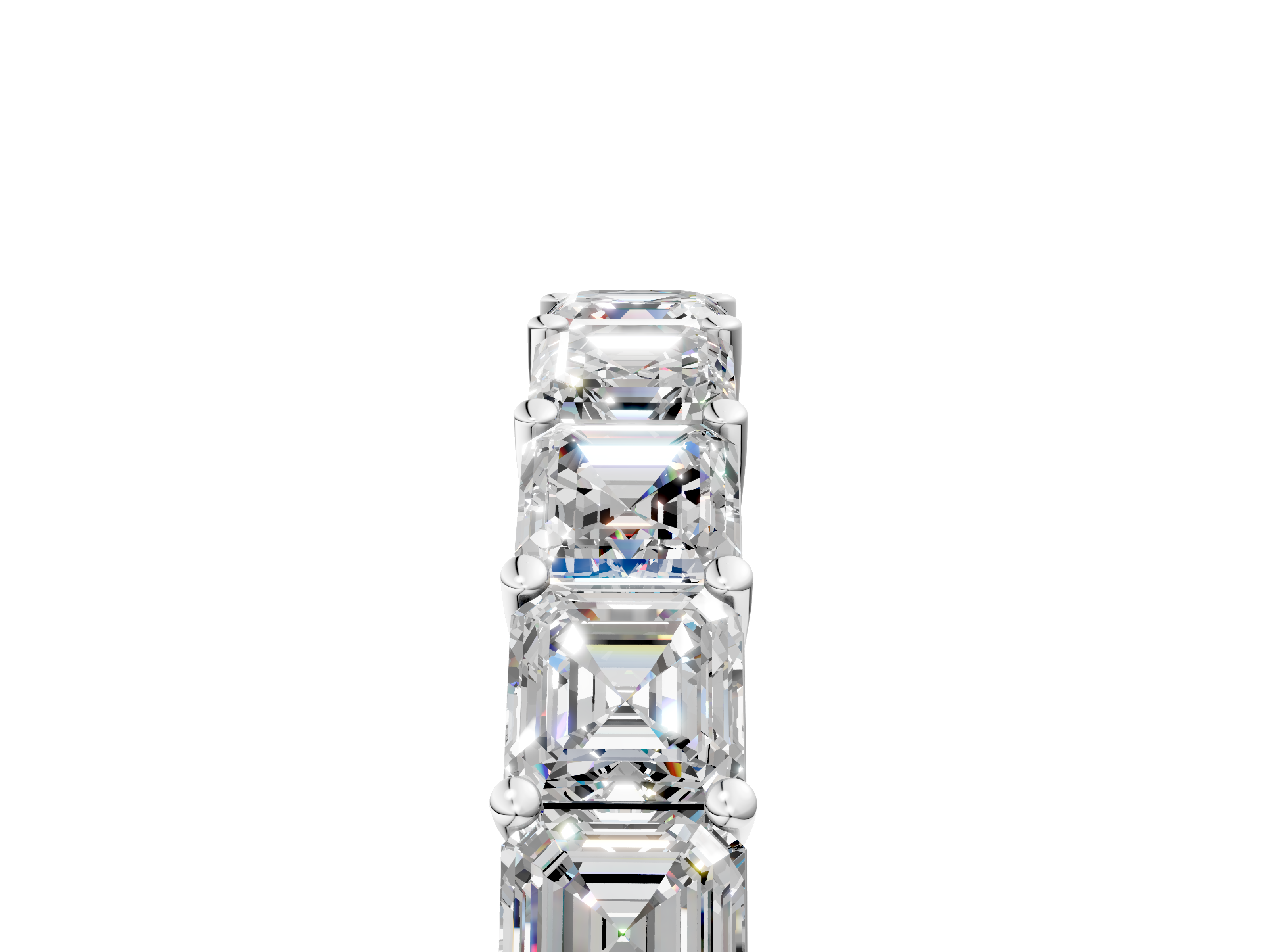 White gold Asscher cut diamond Half Eternity Band with Shared Prong Setting_21