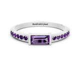White gold Baguette Amethyst Pavé Band with Bar Setting_6