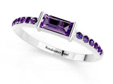 White gold Baguette Amethyst Pavé Band with Bar Setting_7