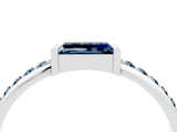 Silver 0.58 Carat Baguette Aquamarine Pavé Band with Bar Setting