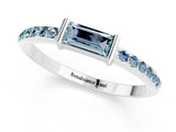 Silver 0.58 Carat Baguette Aquamarine Pavé Band with Bar Setting