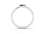 Silver 0.58 Carat Baguette Aquamarine Pavé Band with Bar Setting