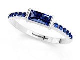 White gold Baguette Blue Sapphire Pavé Band with Bar Setting_7