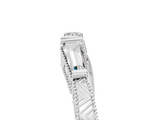 White gold Baguette Cut Channel Set Milgrain Band with V-Prong Setting_17