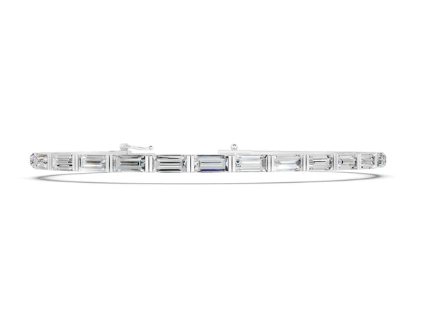 Silver Baguette Cut Diamond Bar Set Tennis Bracelet