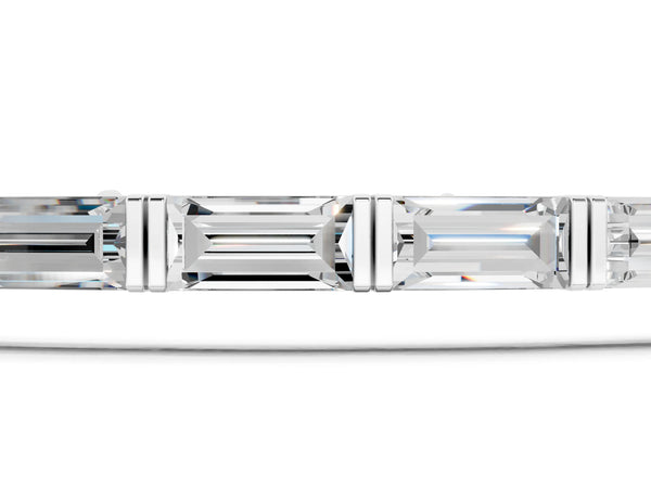 White gold Baguette Cut Diamond Bar Set Tennis Bracelet