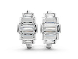 Silver 1.10 Carat E-F VVS-VS Baguette Diamond Graduated Channel Set Hoop Earrings