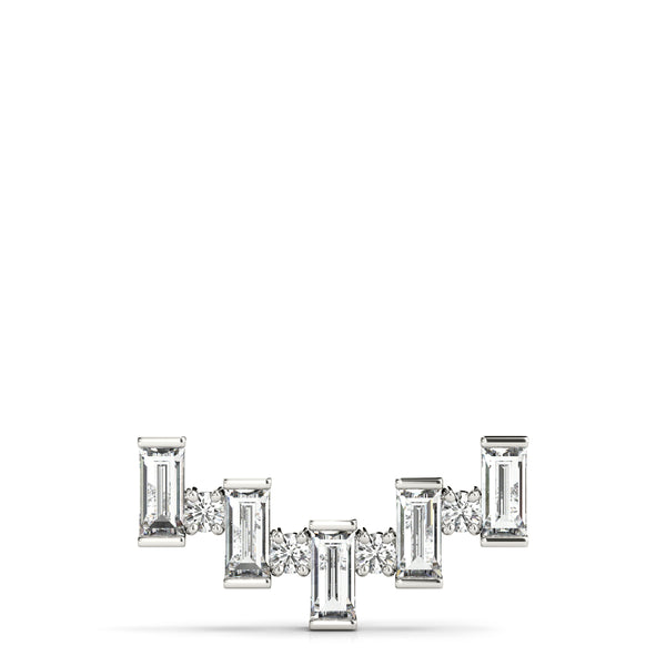 Silver Baguette Diamond Bar Pendant with Prong Setting