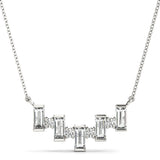 White gold Baguette Diamond Bar Pendant with Prong Setting