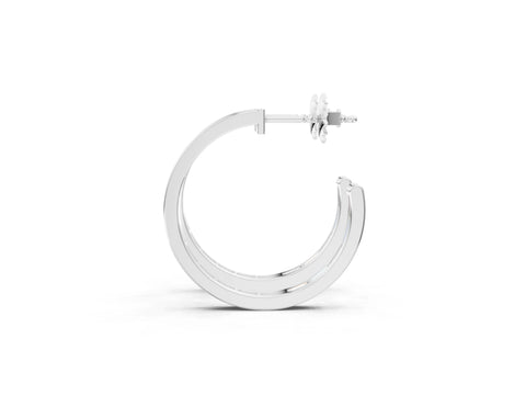 White gold Baguette Diamond Channel-Set Inside-Out Hoop Earrings_1