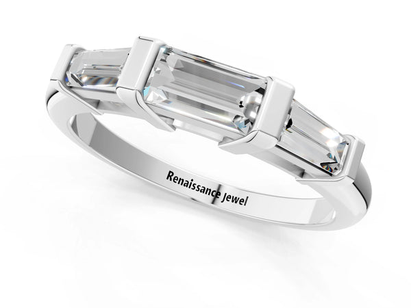 White gold Baguette Diamond Channel Set White Gold Band